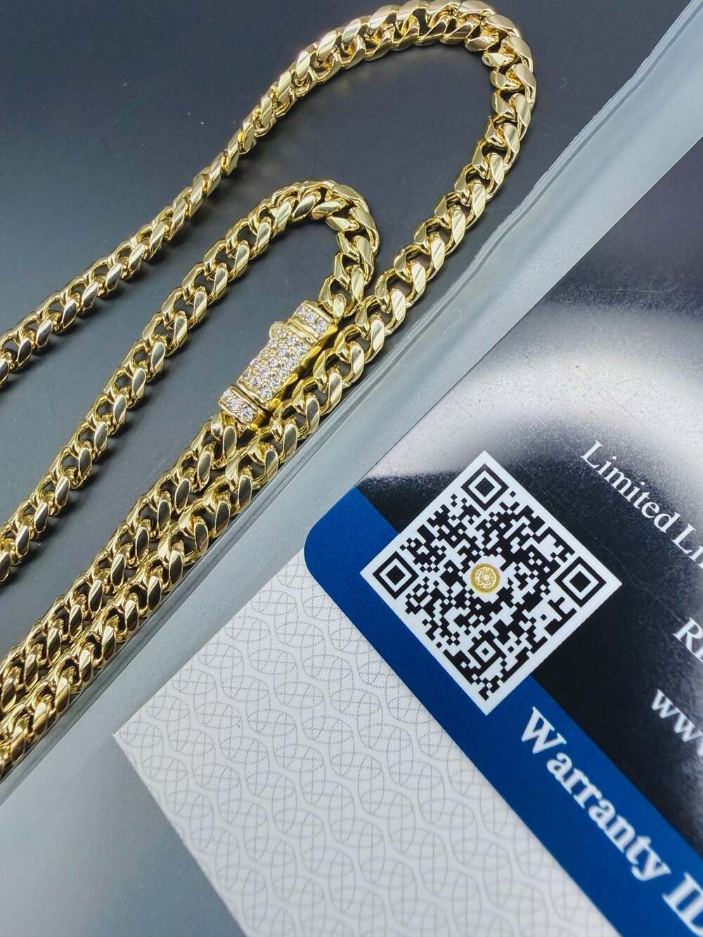 GRA Moissanite 0.10ct D 8H8A Iced Out Gold Plated Cuban Link Chain